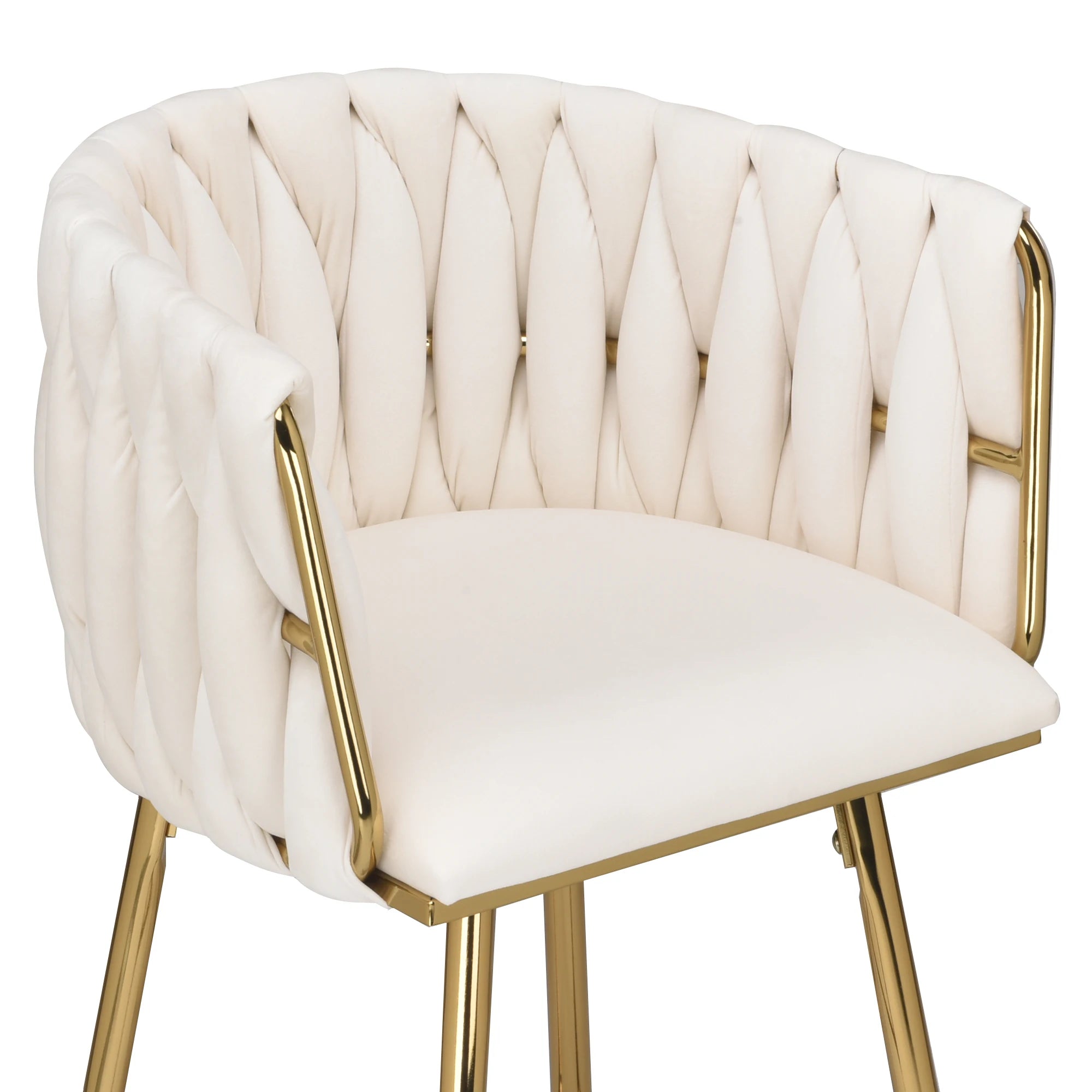 Set of 2 26" Bar Stools, Modern Kitchen Stools with Back, Metal Legs