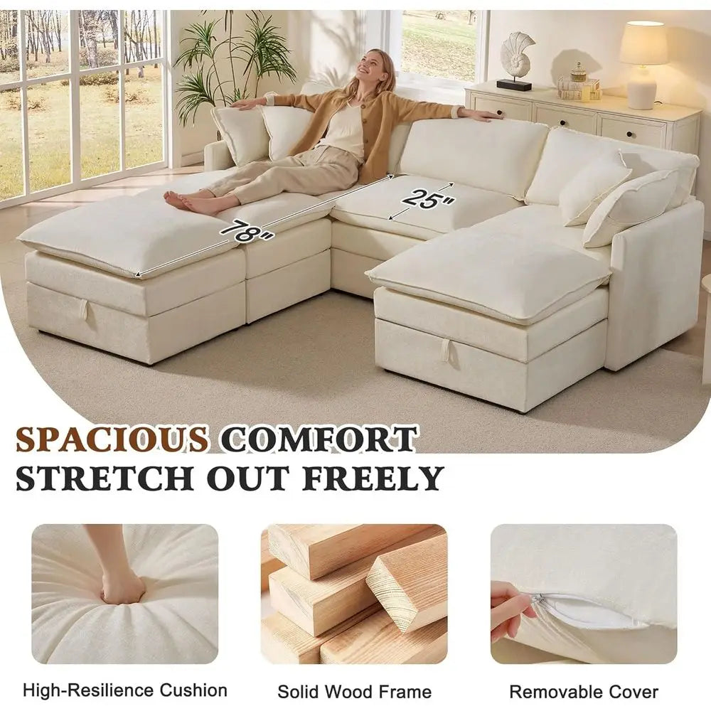 6-Seater Oversized Storage Sectional Sofa
