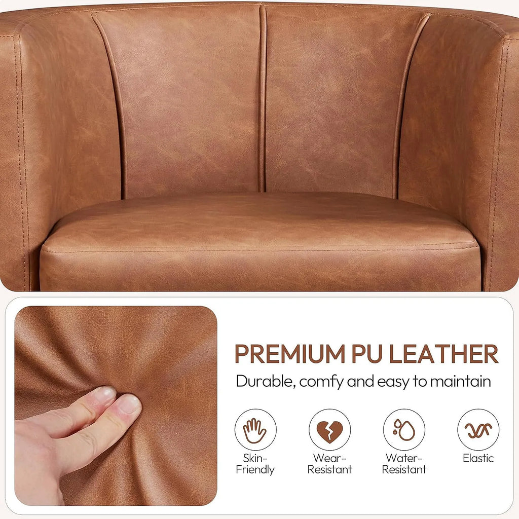 2PCS Leather Accent Barrel Chair