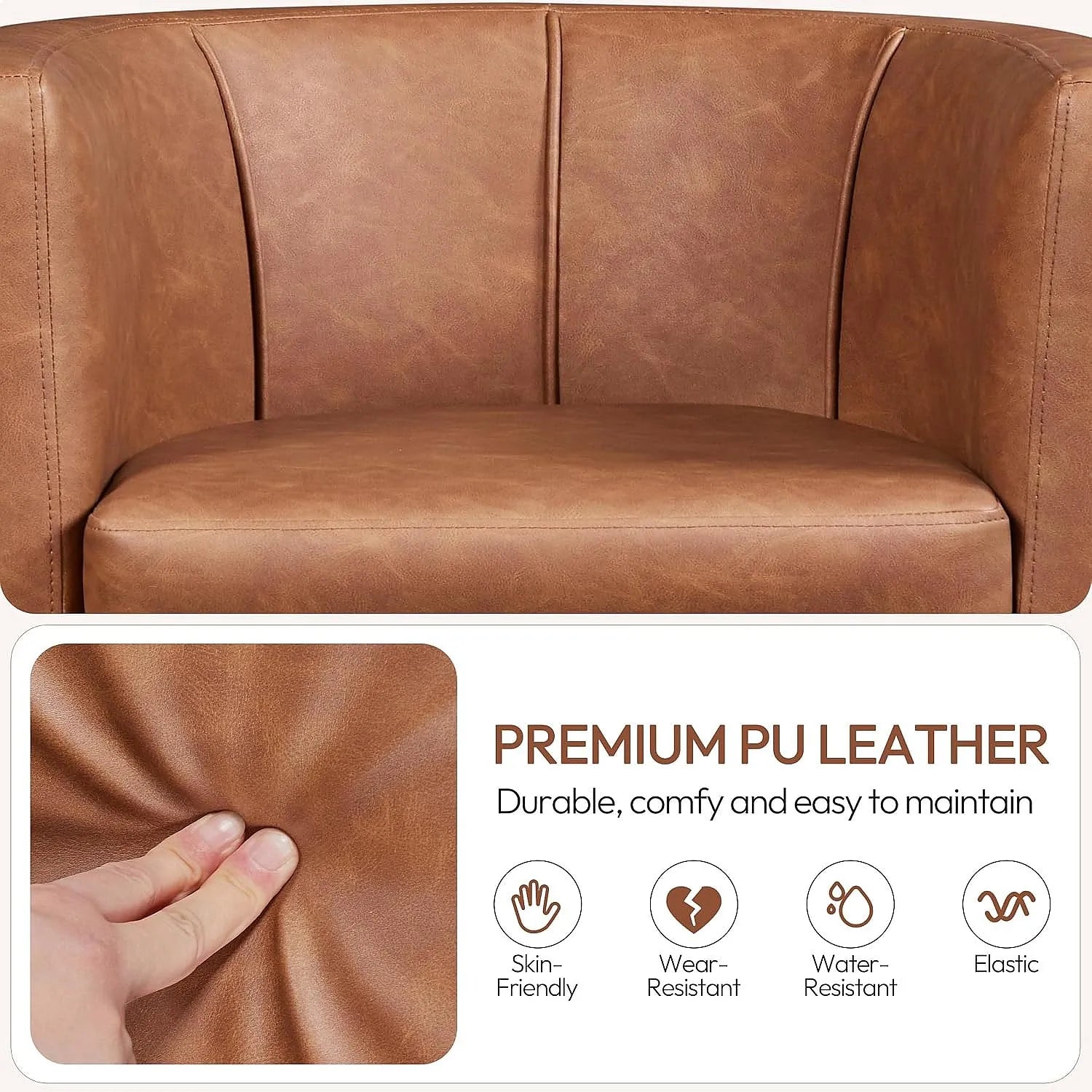 2PCS Leather Accent Barrel Chair