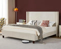 King Size Platform Bed Frame, 50.8" Corduroy Upholstered Bed with Vertical  Slats/Wingback