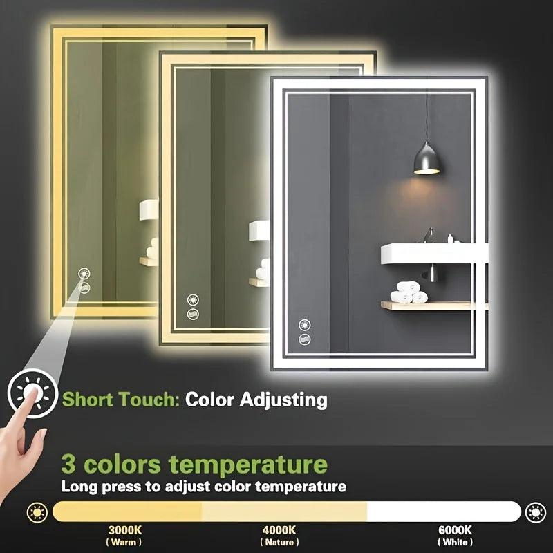 LED Bathroom Mirror, Bathroom Vanity with Anti-Fog,