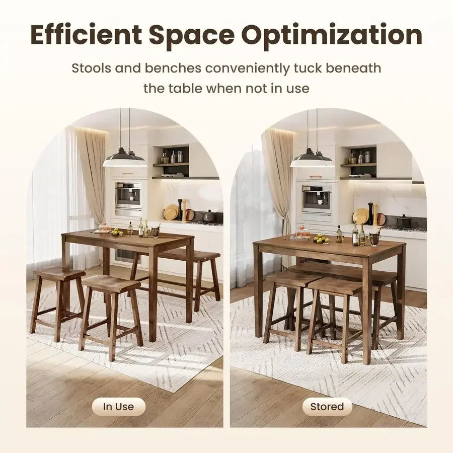 Counter Height Table and Chairs, Solid Wood