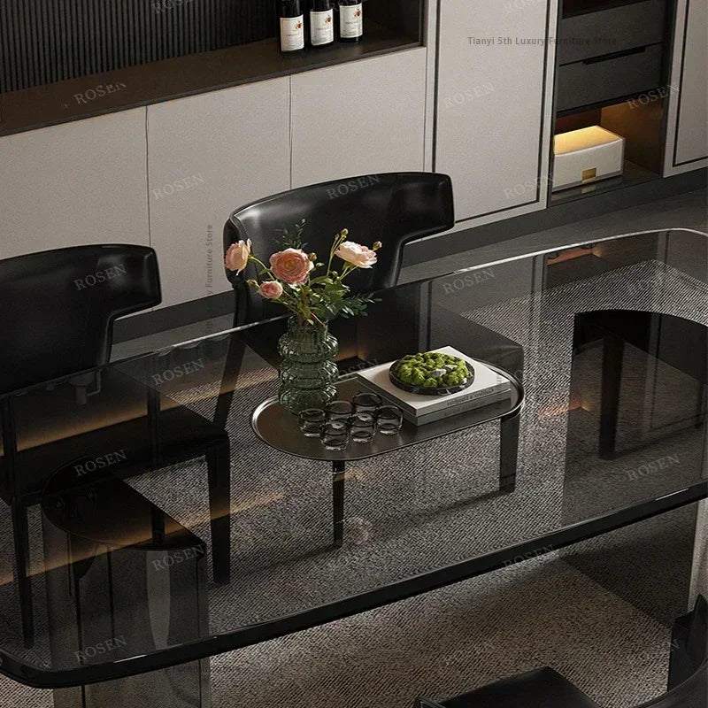 Italian Minimalist Dining Table Modern Simple Transparent Glass Dining Table