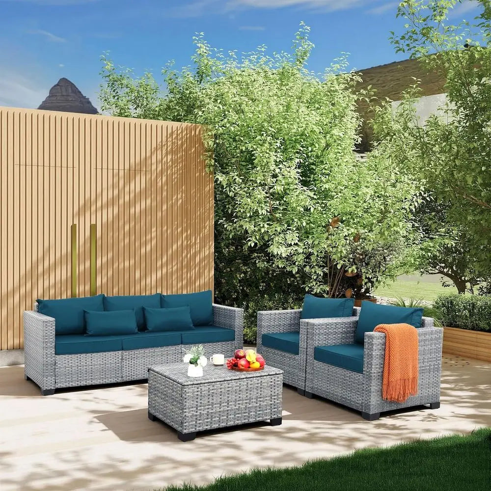 4 Piece Wicker Patio Furniture Set