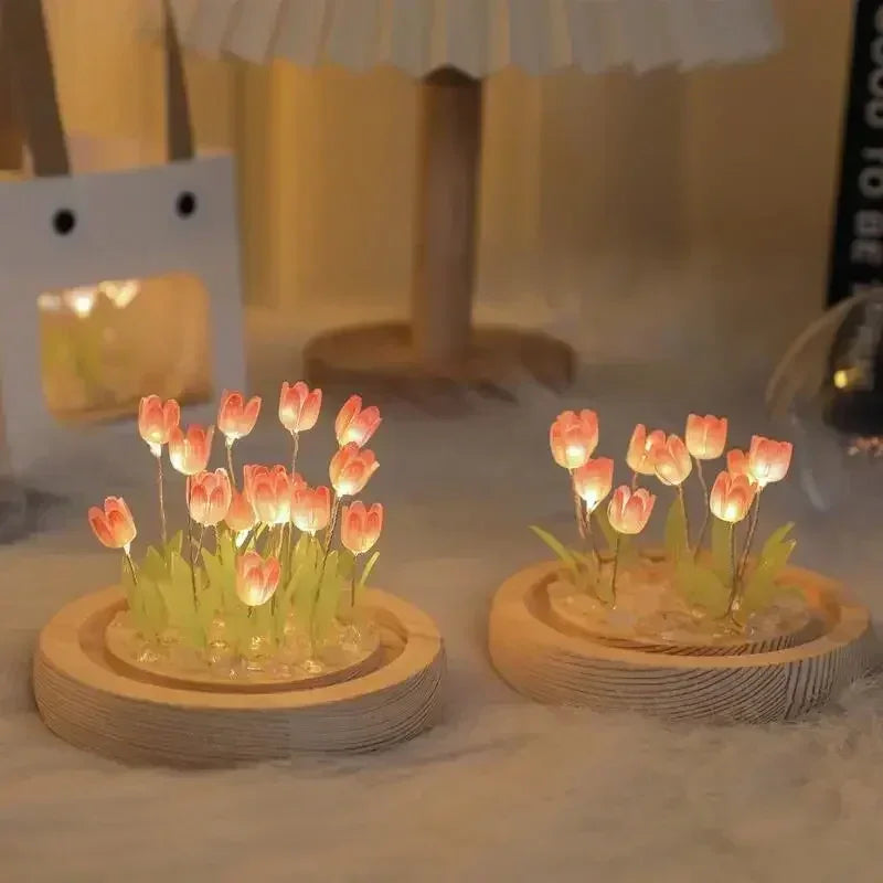 LED Ornaments Handmade Artificial Tulip Flower Night Lamp