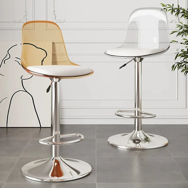Adjustable Swivel Bar Stool Gas Lift High Back Leather