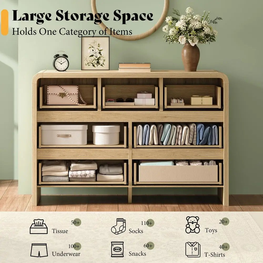 Oak Kids Dressers with Wide Chest of Drawers
