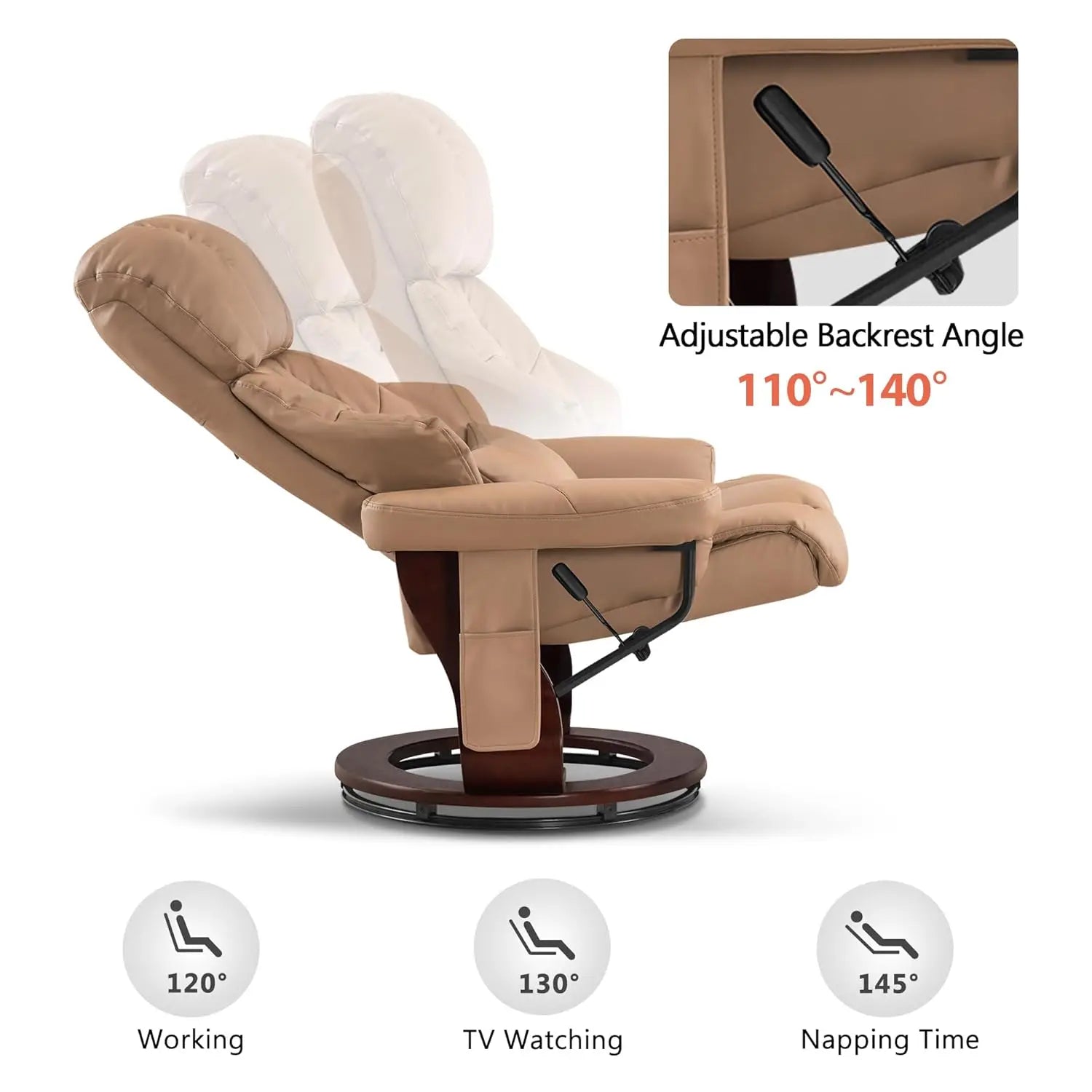 Manual Swivel Recliner Chair with Ottoman