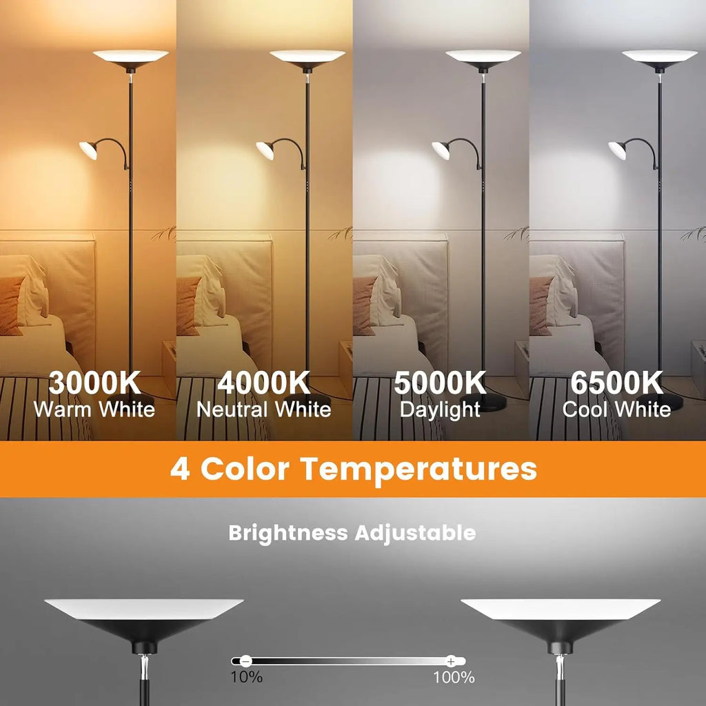 2-in-1 Torchiere Floor Lamp with Remote & Touch Control