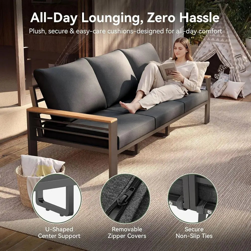 5-Piece Outdoor Sectional Set with Thick Cushions, Waterproof Patio Furniture for Garden and Porch