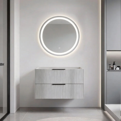 36 Inch Wall Mounted Floating Vanity with Ceramic Sink and Drawers