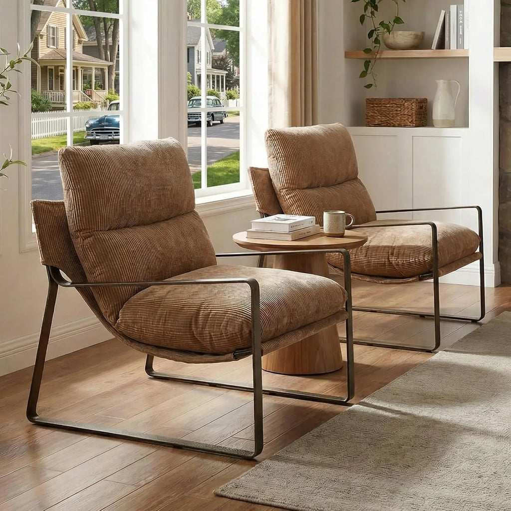 Leather Accent Armchair Set of 2