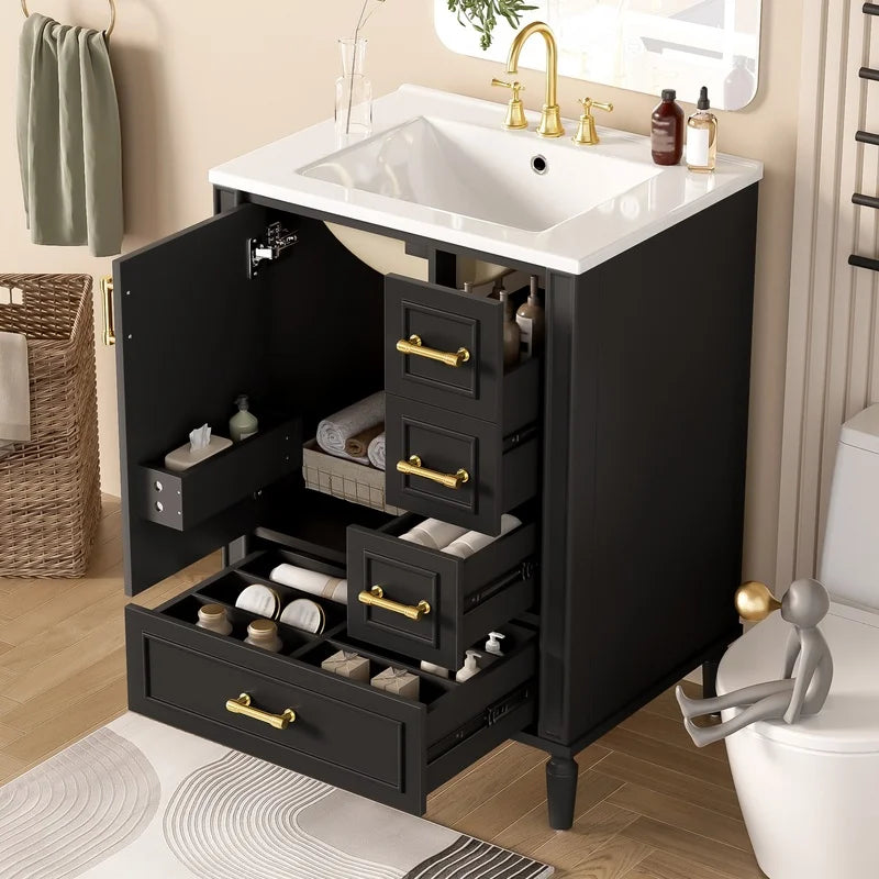 24" Modern Bathroom Vanity with Ceramic Sink