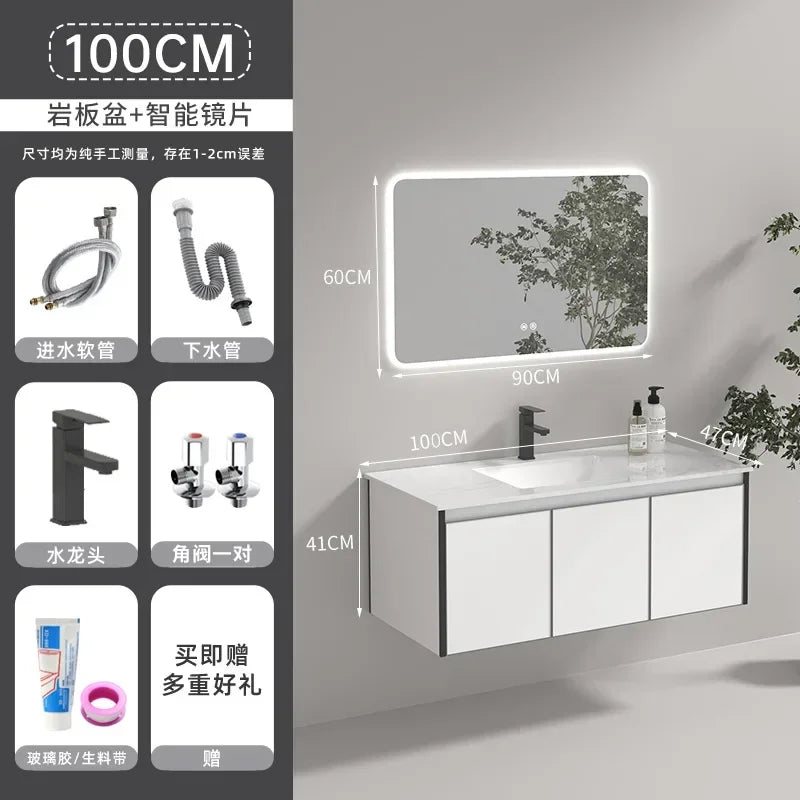 Modern Floating Bathroom Vanity with Sink, 3 Soft-Close Drawers