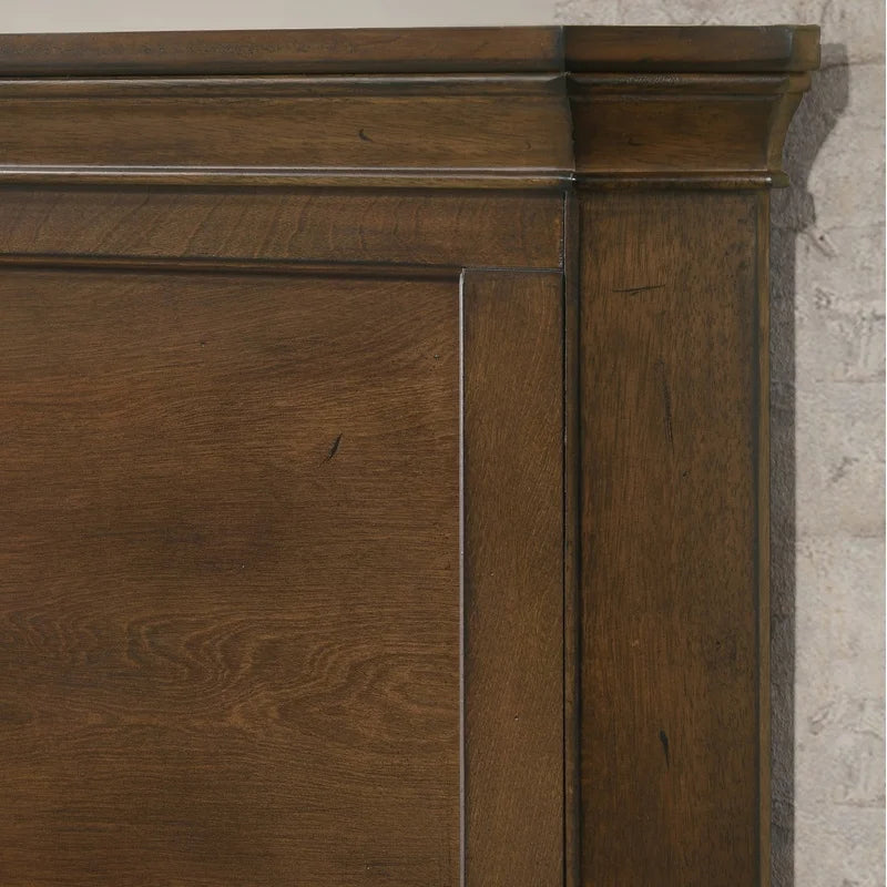 Traditional Wood Queen Bed Set with Dresser Mirror Nightstand Chest