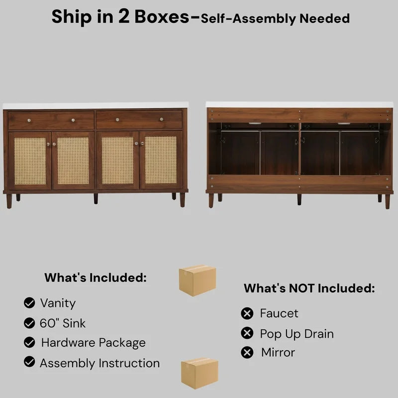 60 Inch Bathroom Vanity with Double Sink,