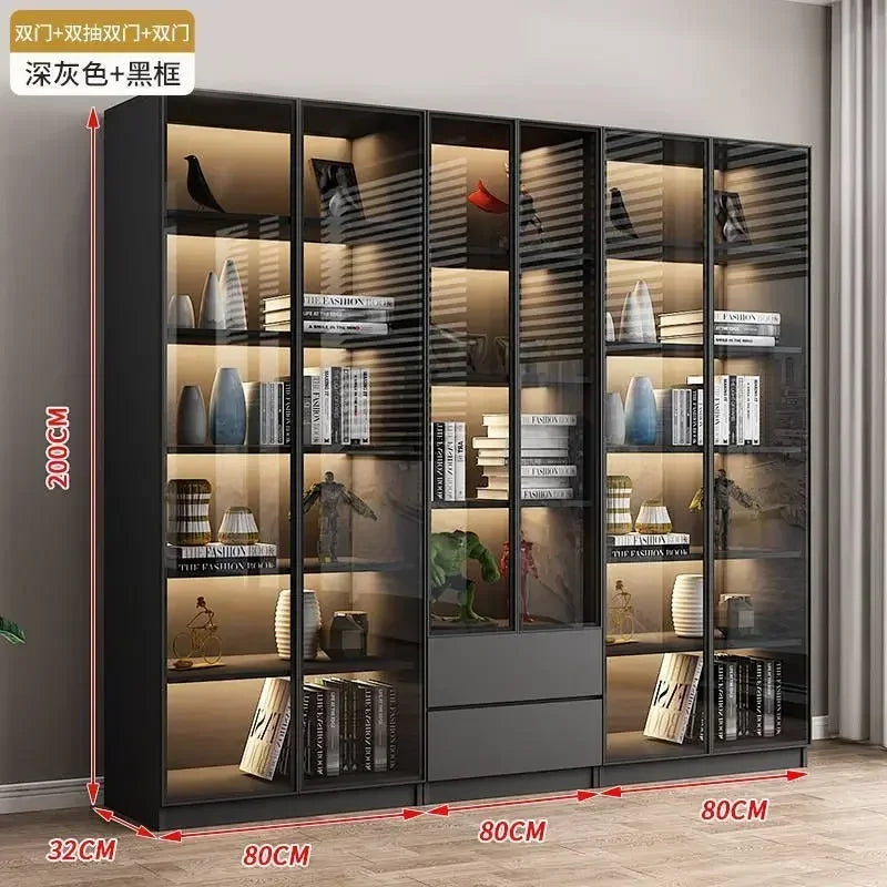 Modern Living Room Cabinet Bookcase with Glass Door Display