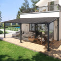 10' x 20' Lean to Gazebo, Hardtop Metal Gazebo Pergola with Polycarbonate Roof