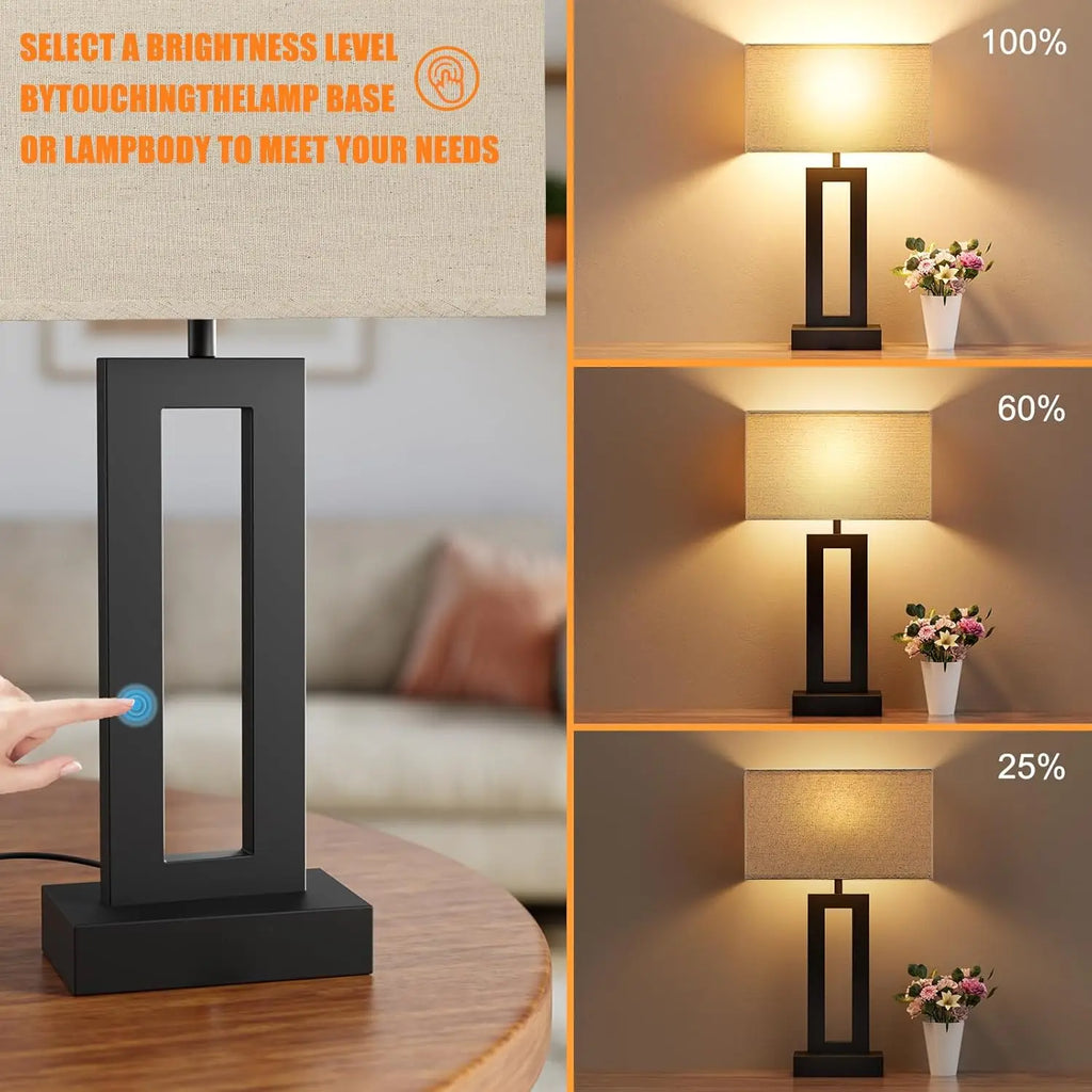 Night Stands Lamps with Touch Control, USB C+A Charging