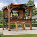 Cedar Wood Outdoor Bar and Grill Gazebo with Shelves