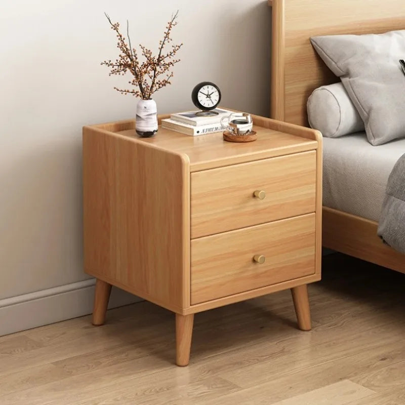 Modern Minimalist Chinese Style Compact Narrow Bedside Table Nightstand Solid Wood