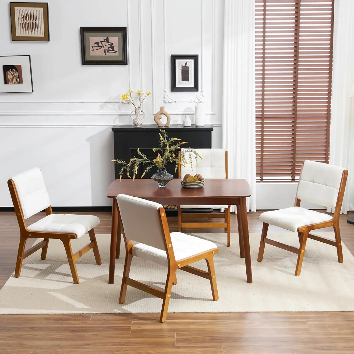 Oak Wooden Dining Chairs Set of 4