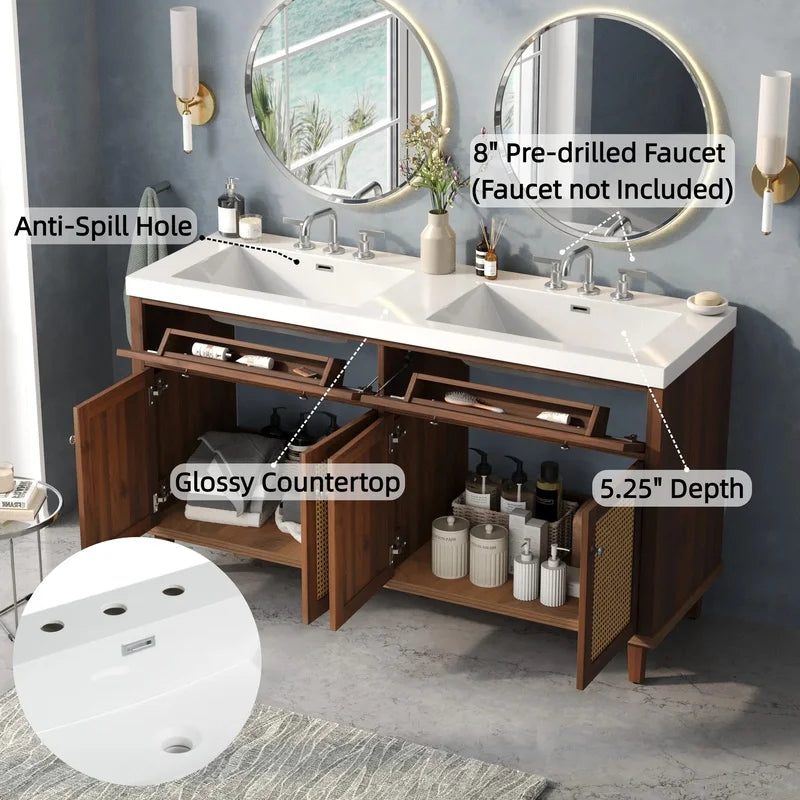 60 Inch Bathroom Vanity with Double Sink,