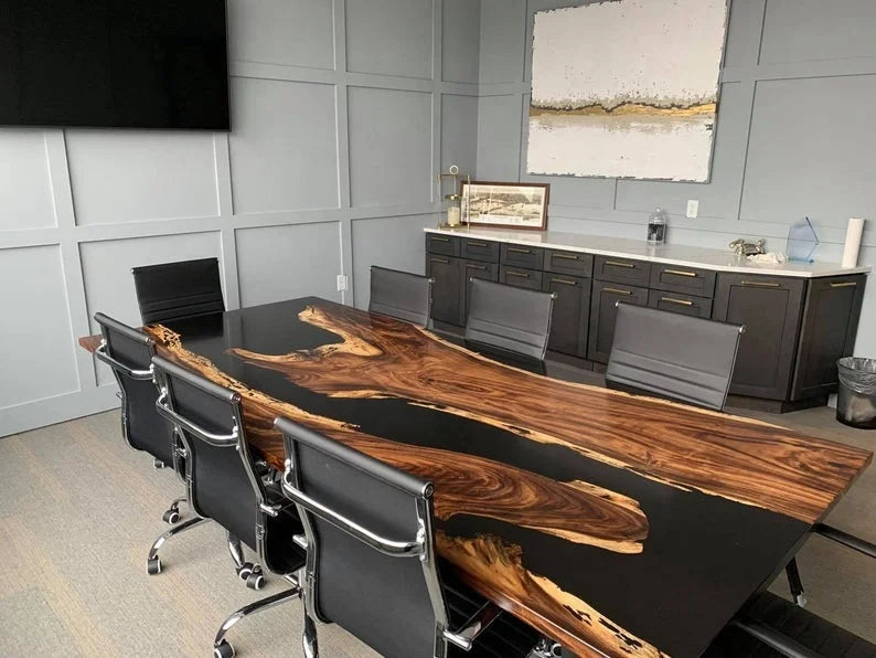 Live Edge Epoxy Resin Dining Tables Solid Walnut Wood Slab