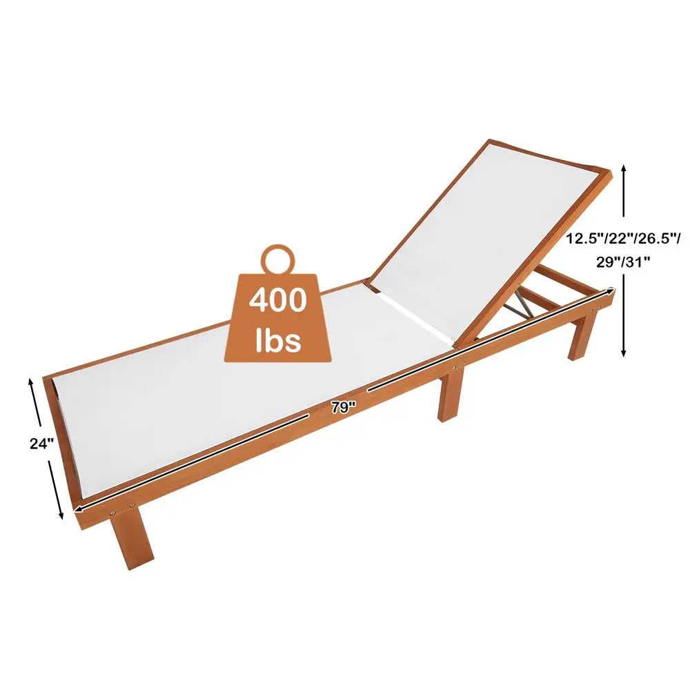 Set of 2 Patio Wood Chaise Lounge Chairs