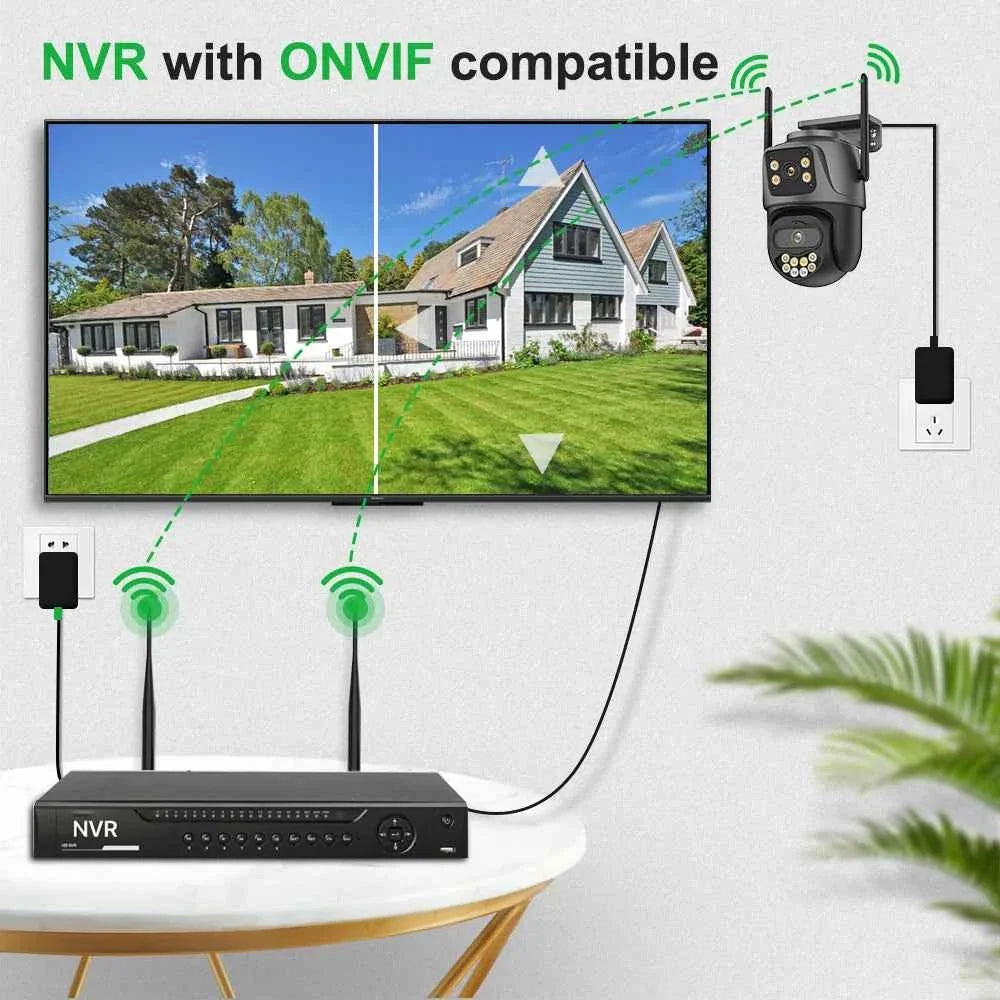 External Wifi PTZ Camera Dual Lens 4K 8MP HD Outdoor IP Camera 4MP Auto Tracking