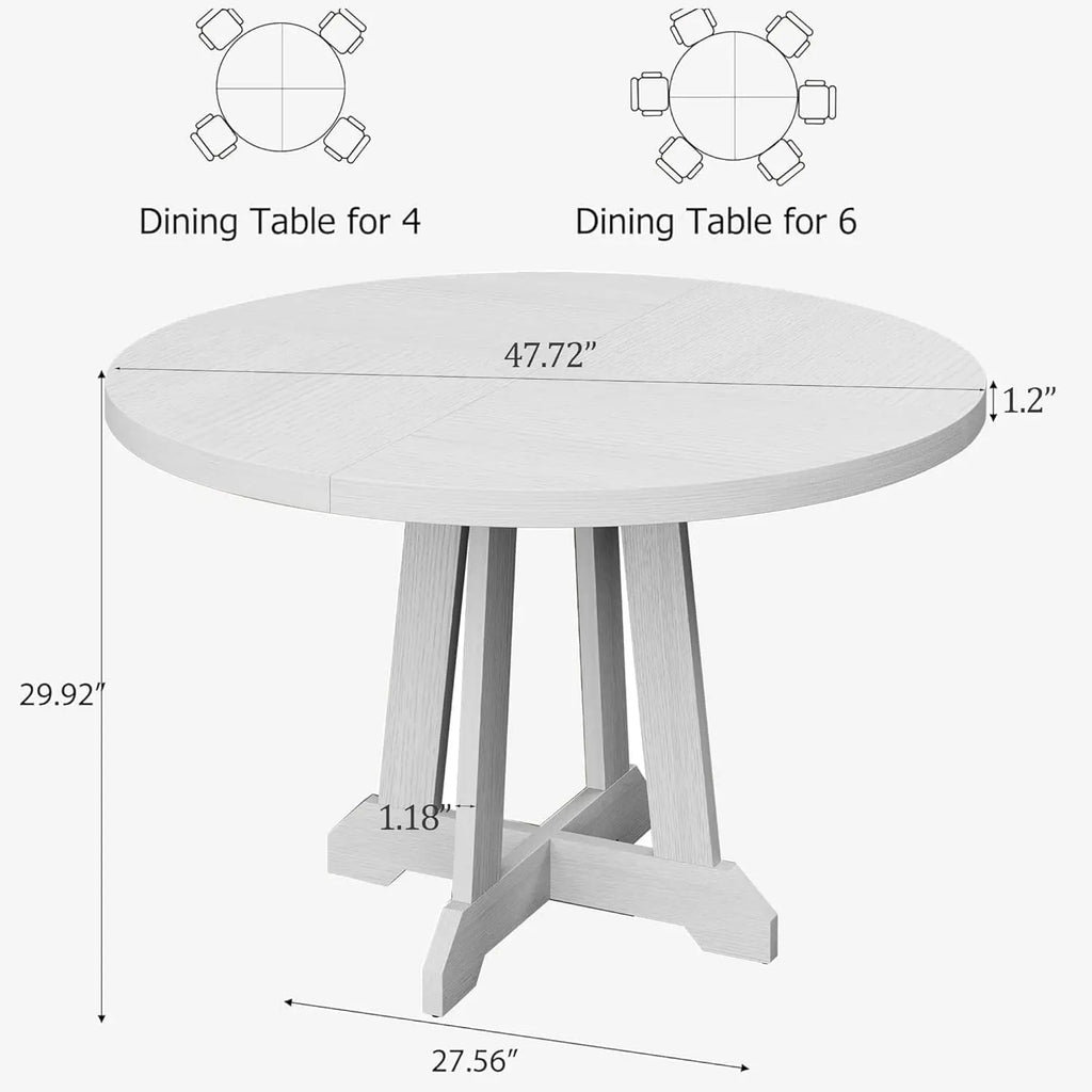 Round Dining Table For 4  With Wooden Base