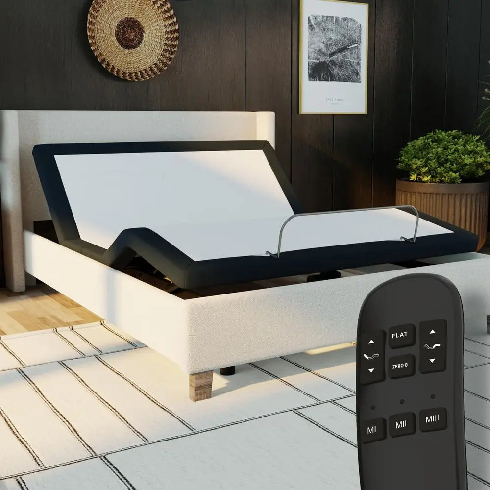 Adjustable Bed Base Frame with Head and Foot Incline, Wireless Remote Control