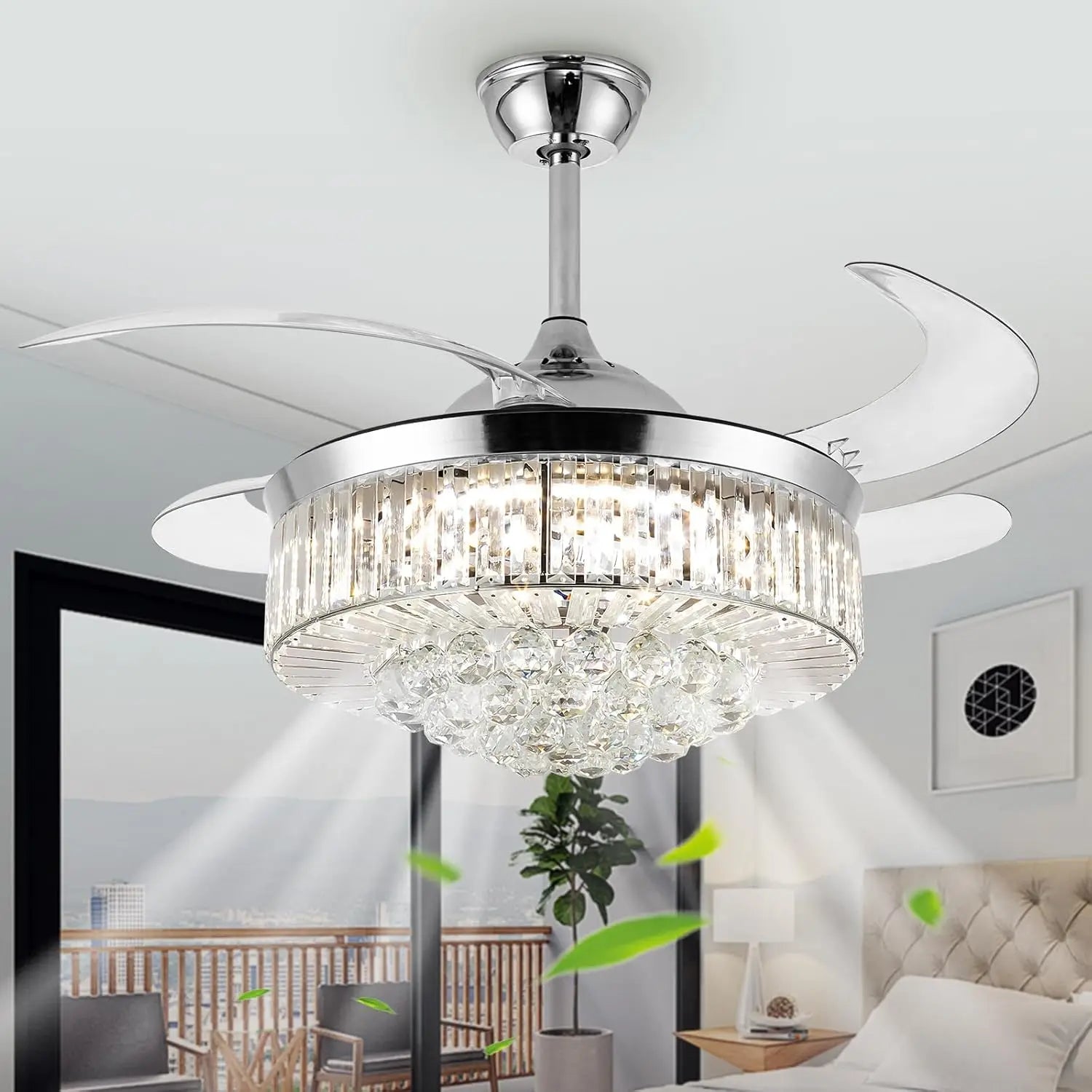 42" Crystal Ceiling Fan with Lightm