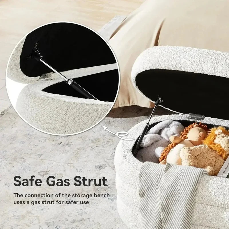 Fabric Upholstered End of Bed Storage Ottoman Bench