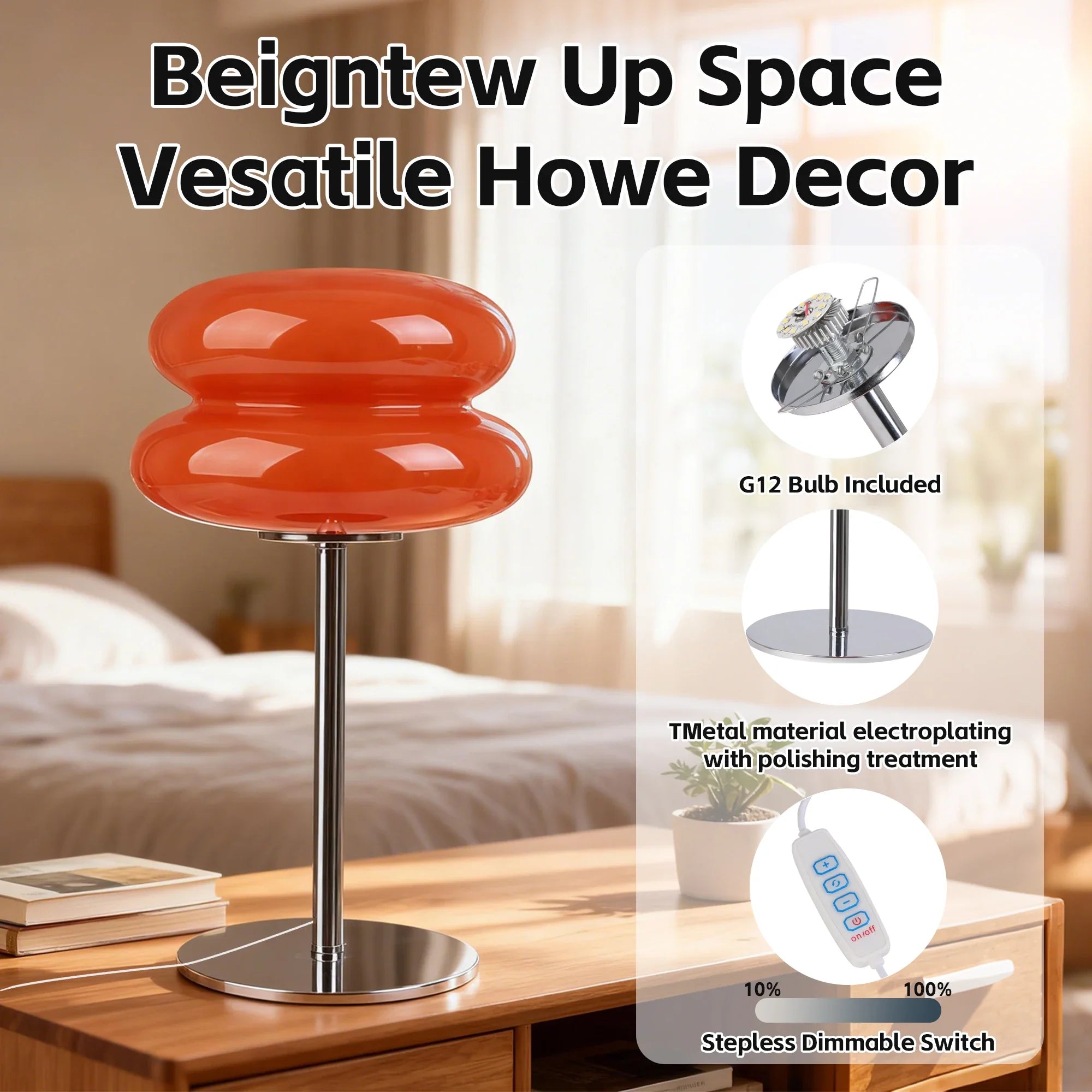 Macaron Glass Table Lamp Trichromatic Dimming Night Light