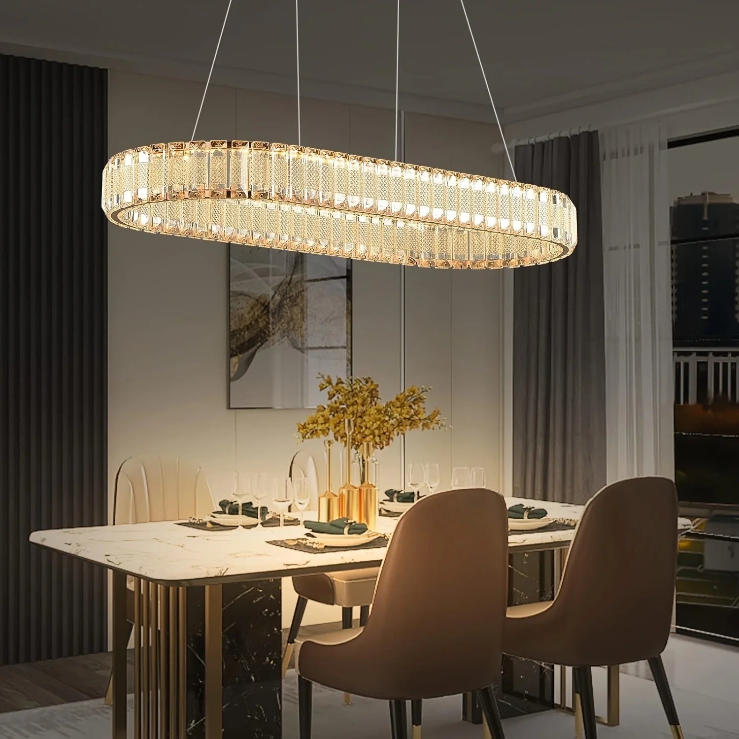 Modern Gold Crystal Chandelier