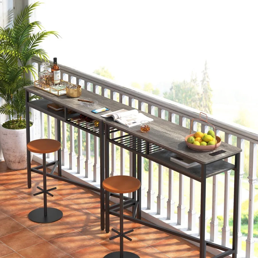 Counter Height Bar Table with Charging Station