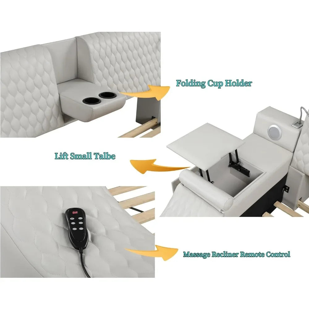 Smart Multifunctional Leather Bed Frame Massage Recliner and more...