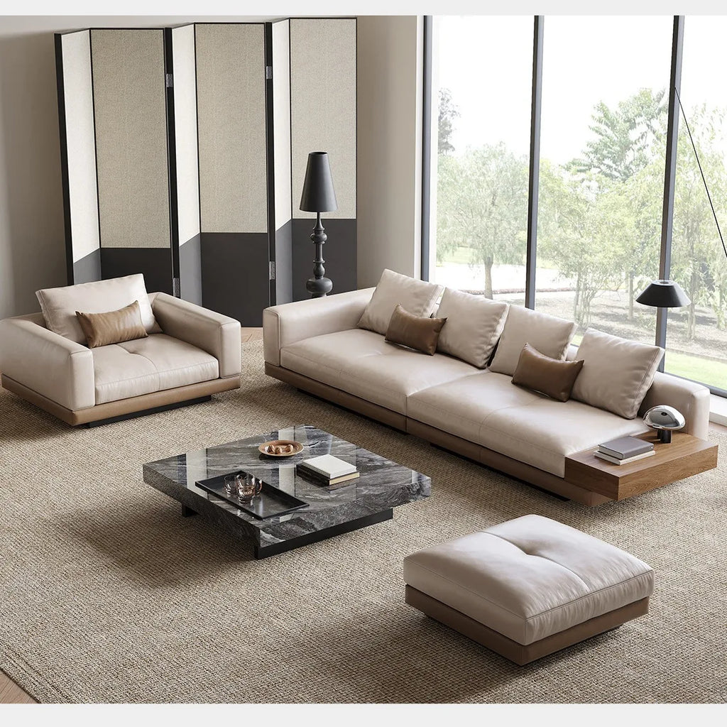 Connelly Leather Italian Minimalist Sofa