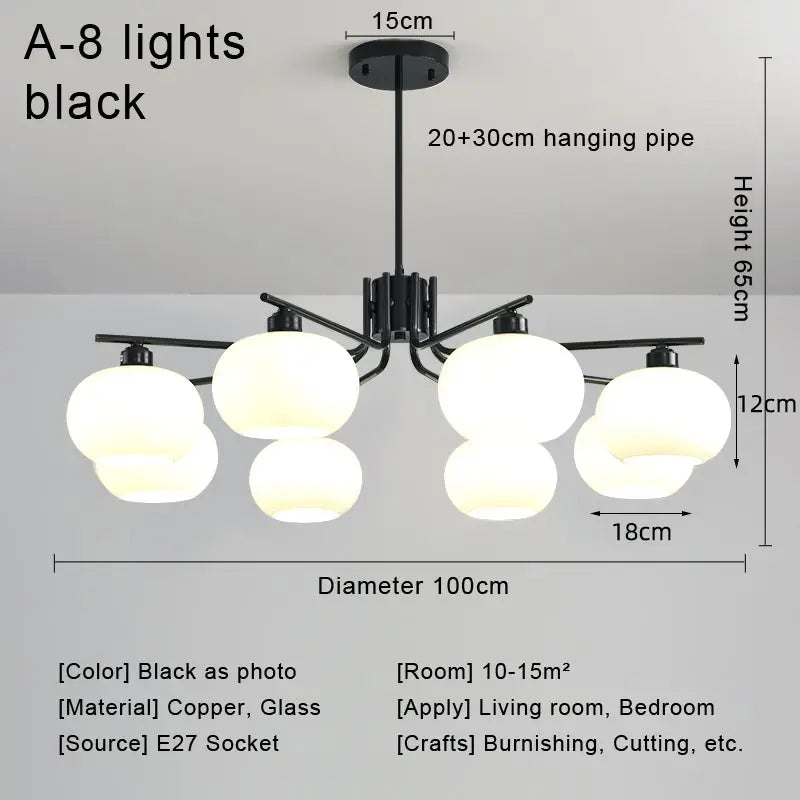 Modern Real Copper Glass Ball Ceiling Chandelier