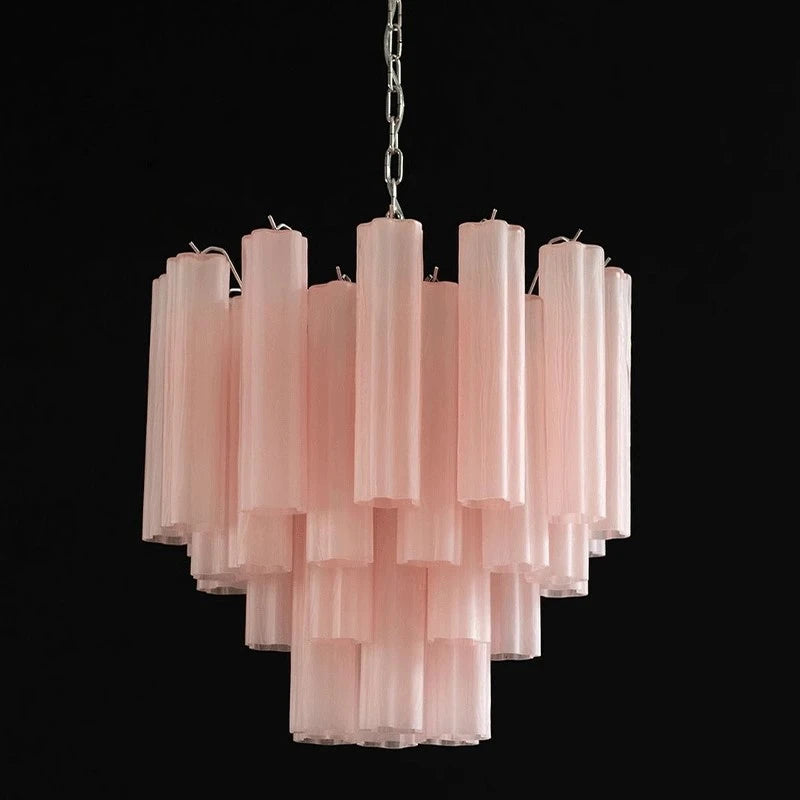 Art Deco Stained Glass Tube Chandeliers