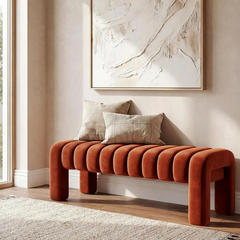 43.3 Bedroom Bench, Upholstered Entryway Bench