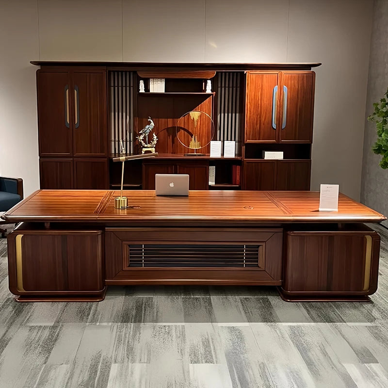 Brown Wood Executive Office Desk Modern Strong Luxury Gaming Computer Desk Study Large Mesa Escriotorio Work Station Table