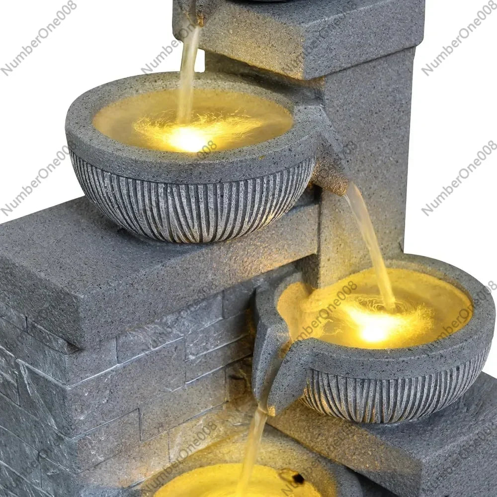 Outdoor Water Fountain Lights and 4 Tier Cascading Waterfall