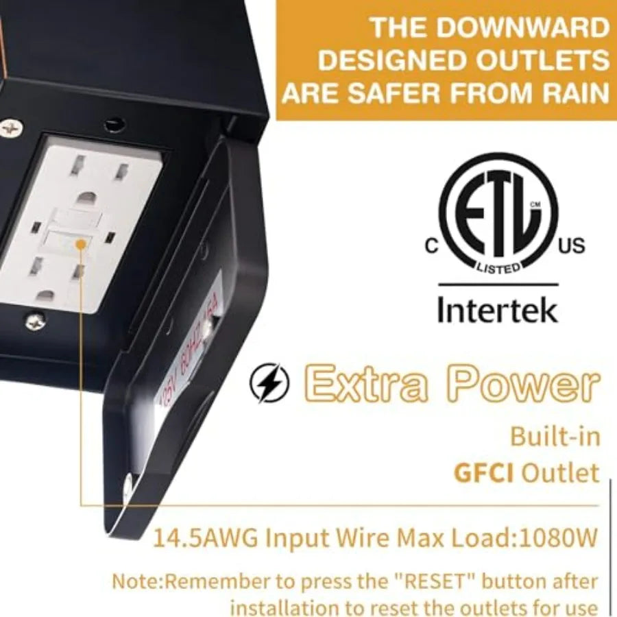 Porch Lights with GFCI Outlet, Dusk to Dawn Outdoor Lights with Outlet,