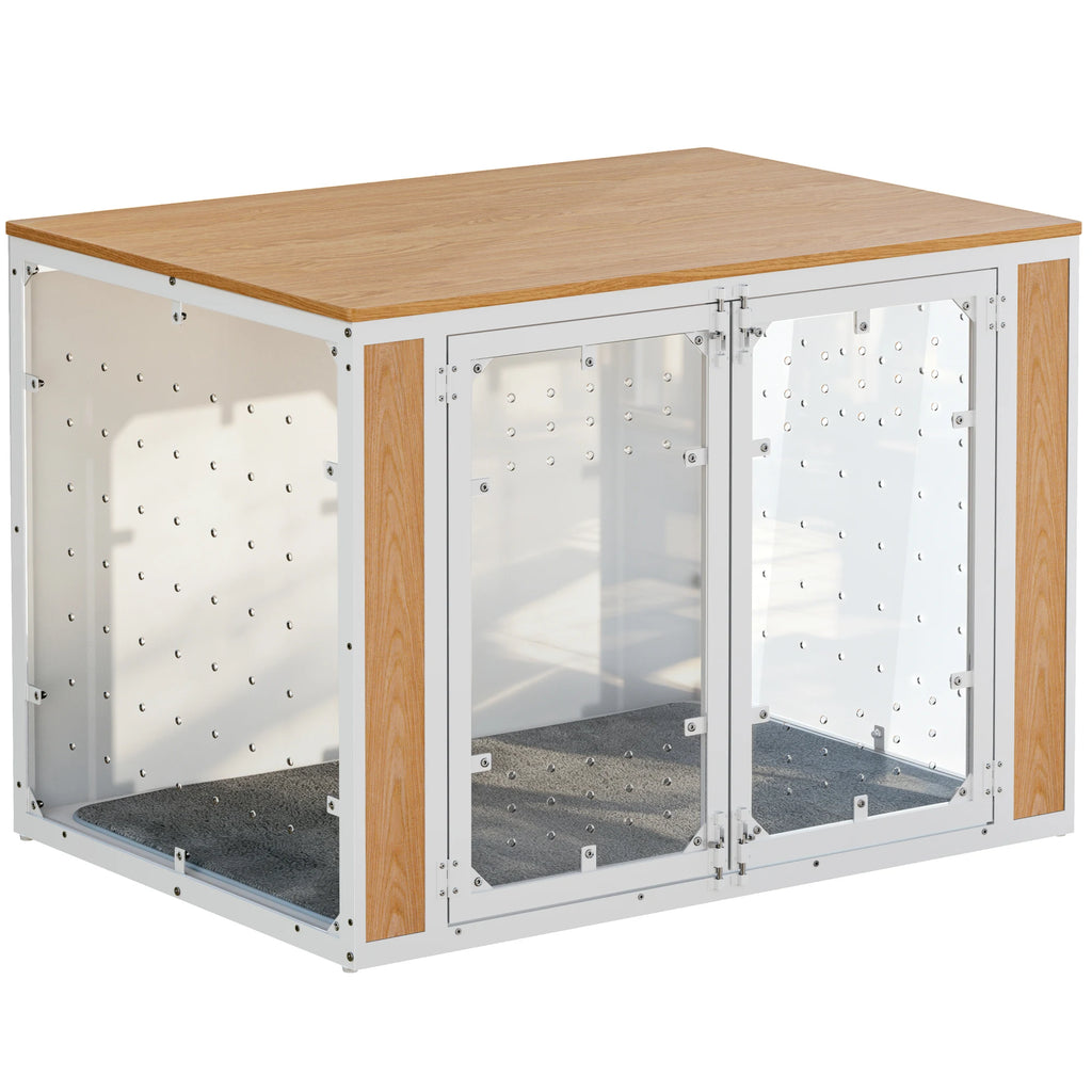 Modern Acrylic Dog Crate Furniture with Wood Top