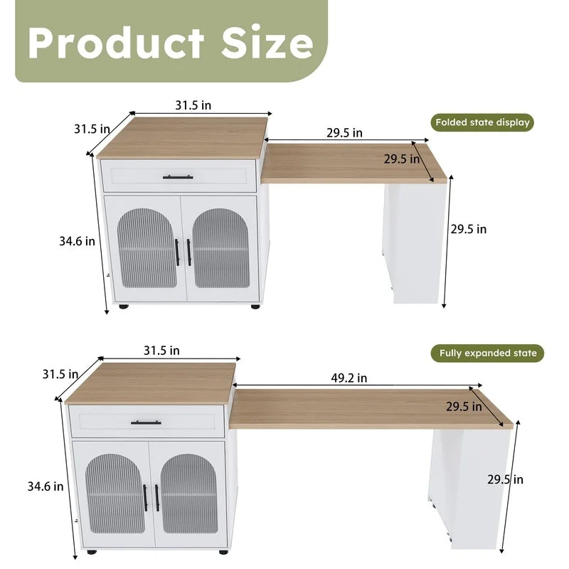 80-inch Expandable Kitchen Island