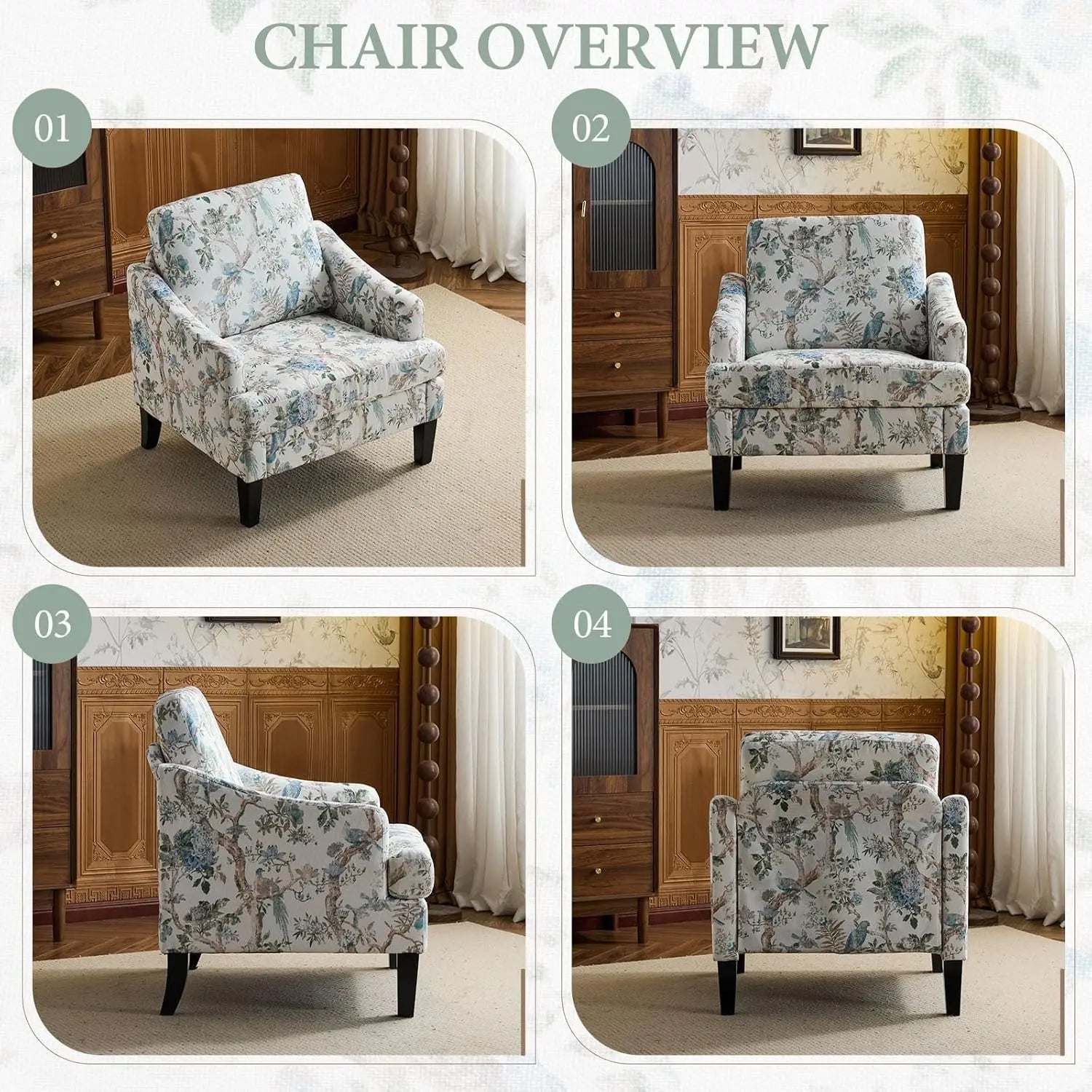Accent Chair with Floral Upholstery
