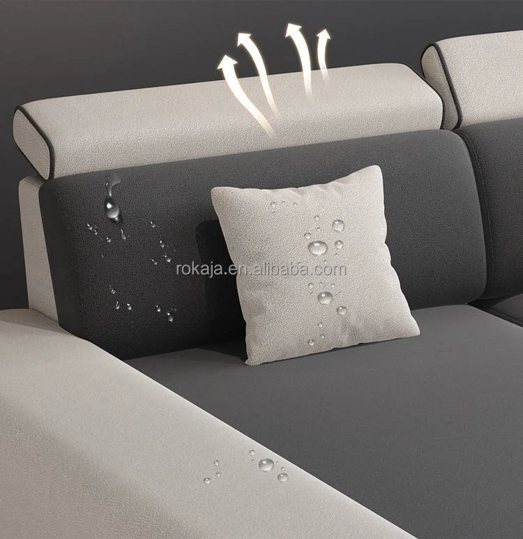 Fabric L-Shape Sofa Set Simple Living Room Furniture